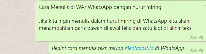 Cara Menulis di WA WhatsApp dengan huruf miring