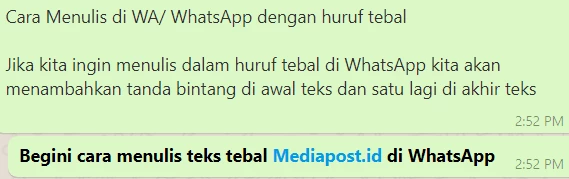 Cara Menulis di WA WhatsApp dengan huruf tebal