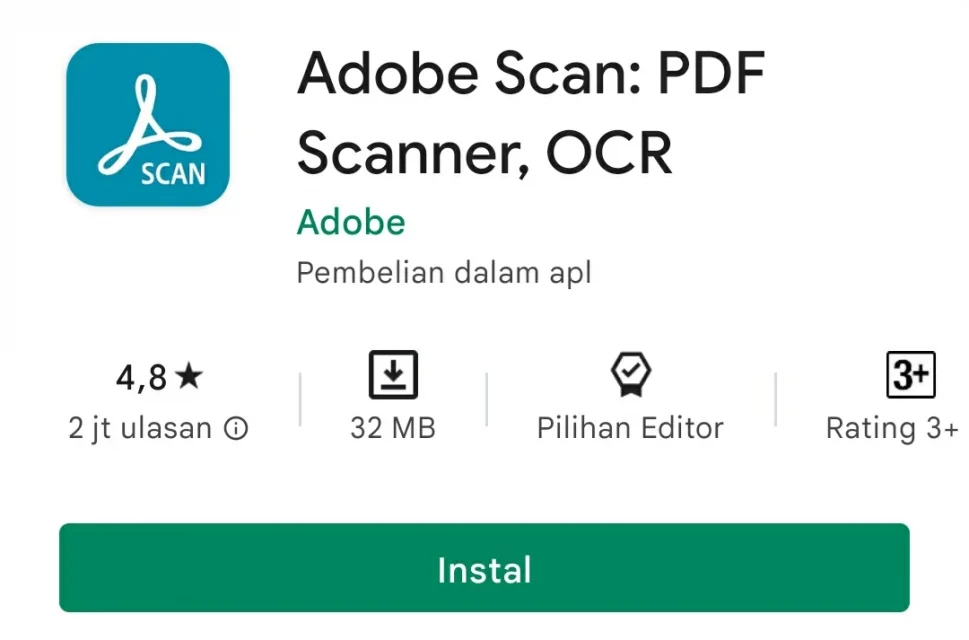 Aplikasi Scanner Terbaik Adobe Scan